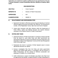 Crown Counsel I, Crown Prosecution Service, Ministry of Justice, Saint Lucia
